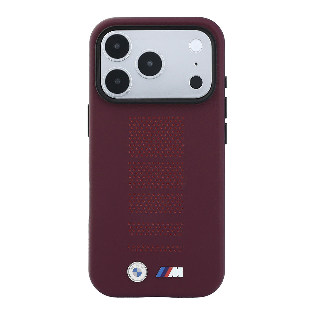 BMW iPhone 18 Pro Max Delikli PU Metal M Logolu MagSafe Uyumlu Kılıf