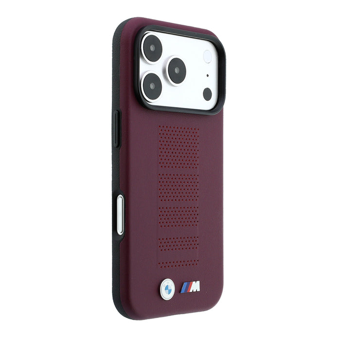 BMW iPhone 18 Pro Max Delikli PU Metal M Logolu MagSafe Uyumlu Kılıf