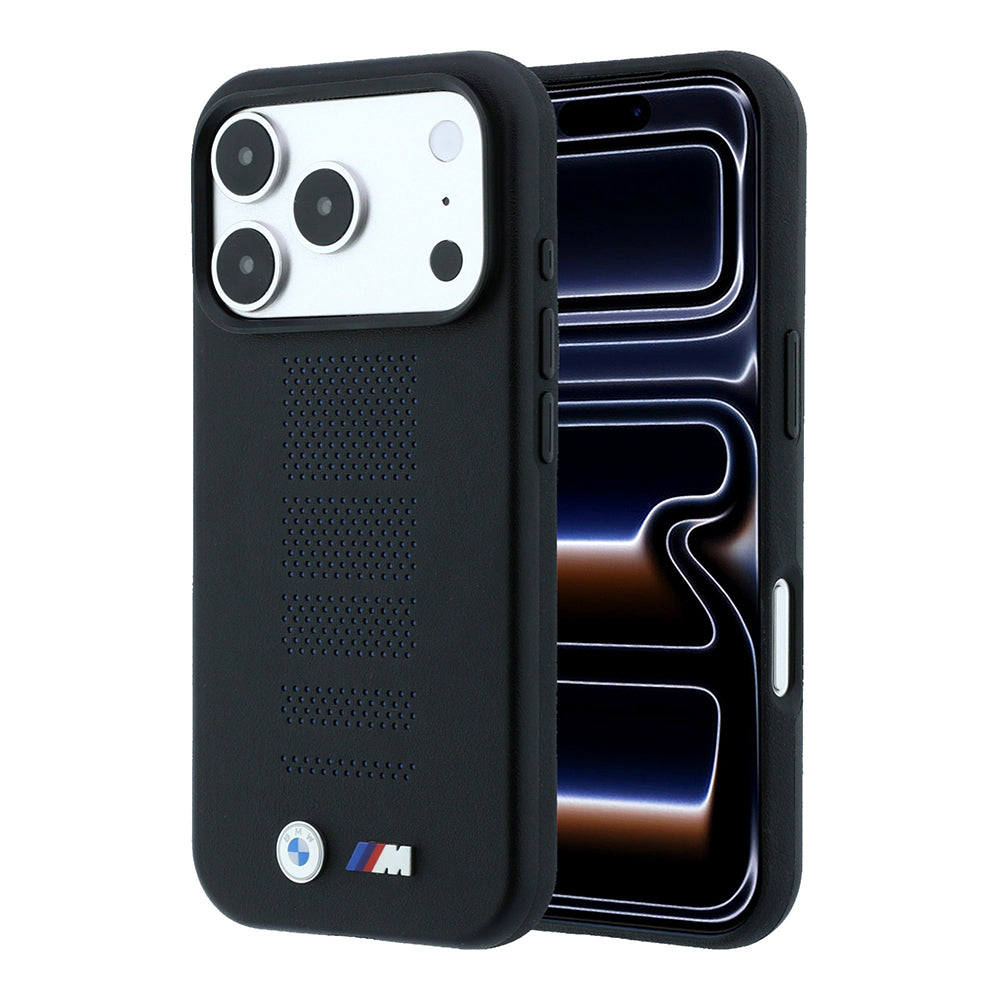 BMW iPhone 18 Pro Max Delikli PU Metal M Logolu MagSafe Uyumlu Kılıf