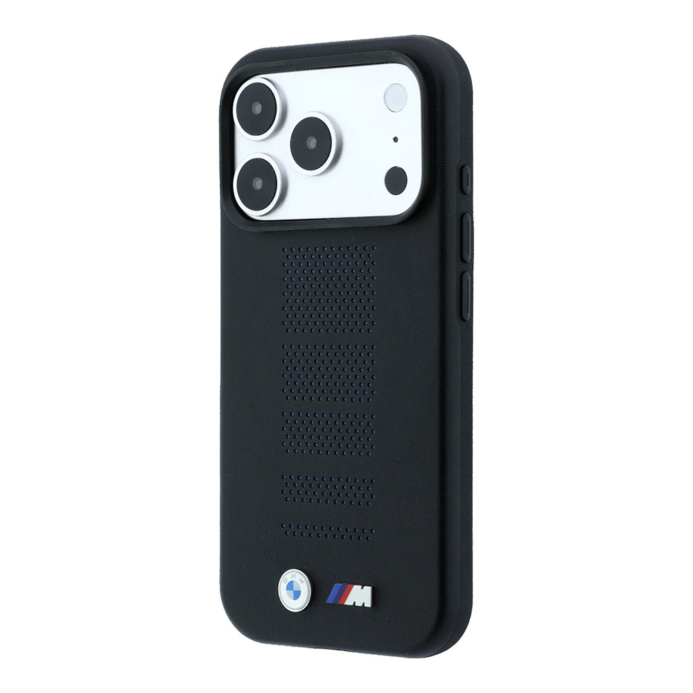 BMW iPhone 18 Pro Max Delikli PU Metal M Logolu MagSafe Uyumlu Kılıf