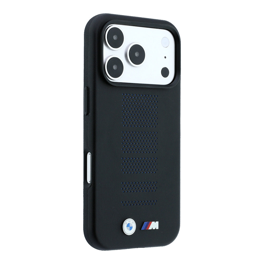 BMW iPhone 18 Pro Max Delikli PU Metal M Logolu MagSafe Uyumlu Kılıf