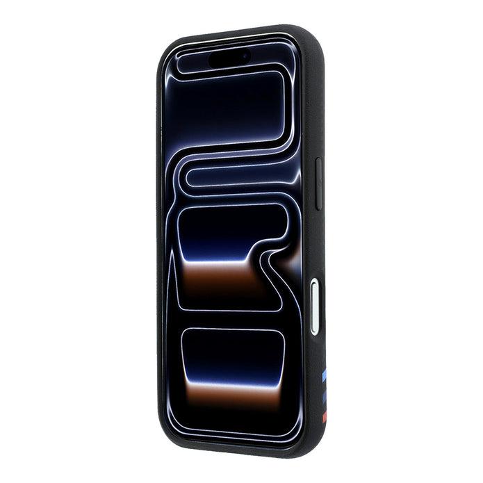 BMW iPhone 18 Pro Max Üç Şeritli Metal M Logolu Kevlar Karbon Fiber MagSafe Uyumlu Kılıf