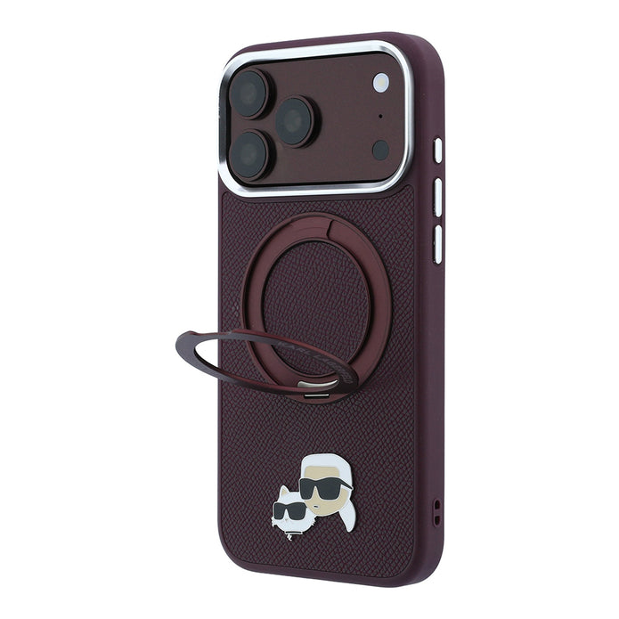 Karl Lagerfeld iPhone 18 Pro Max K&C Metal Logolu PU 360° Standlı MagSafe Uyumlu Kılıf