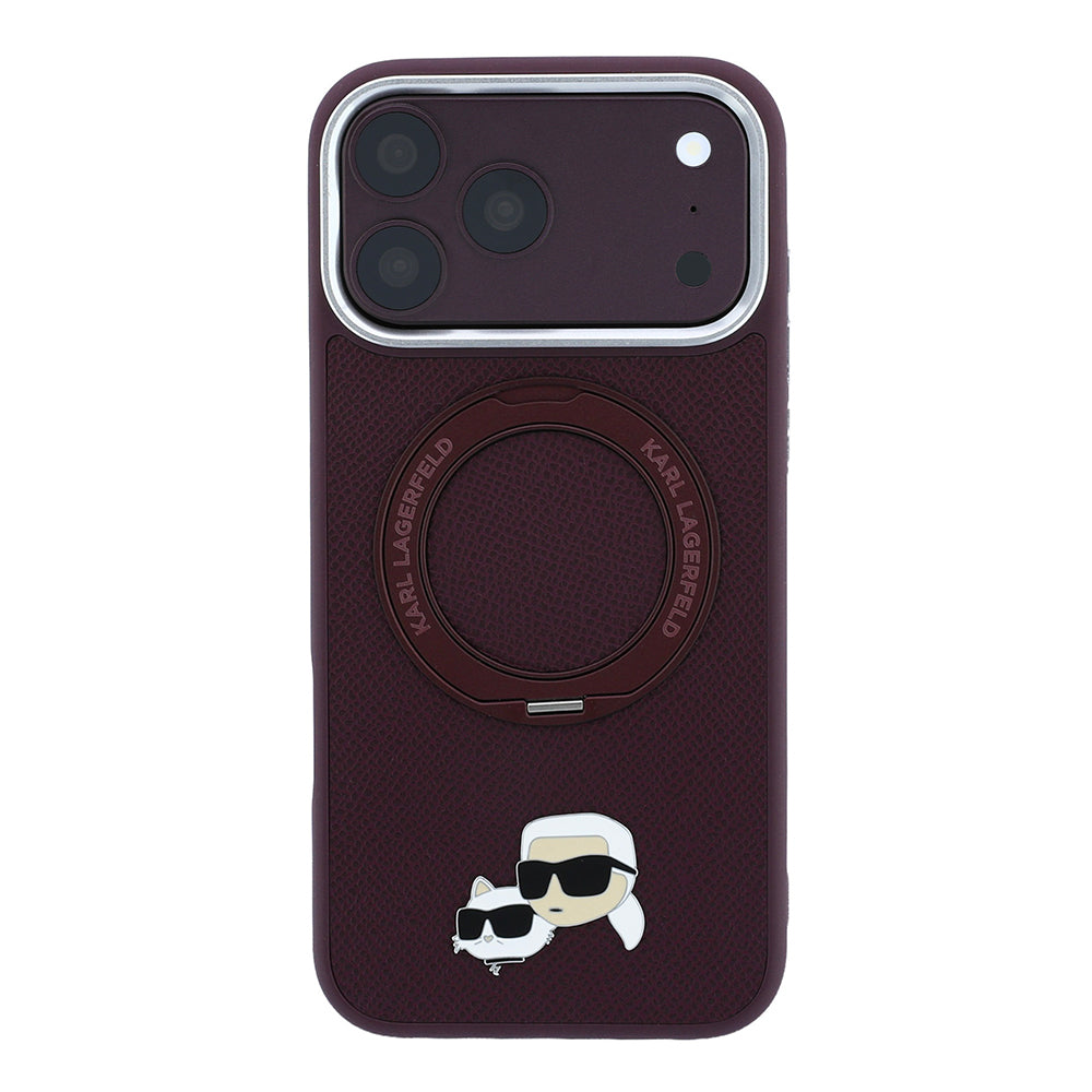 Karl Lagerfeld iPhone 18 Pro Max K&C Metal Logolu PU 360° Standlı MagSafe Uyumlu Kılıf