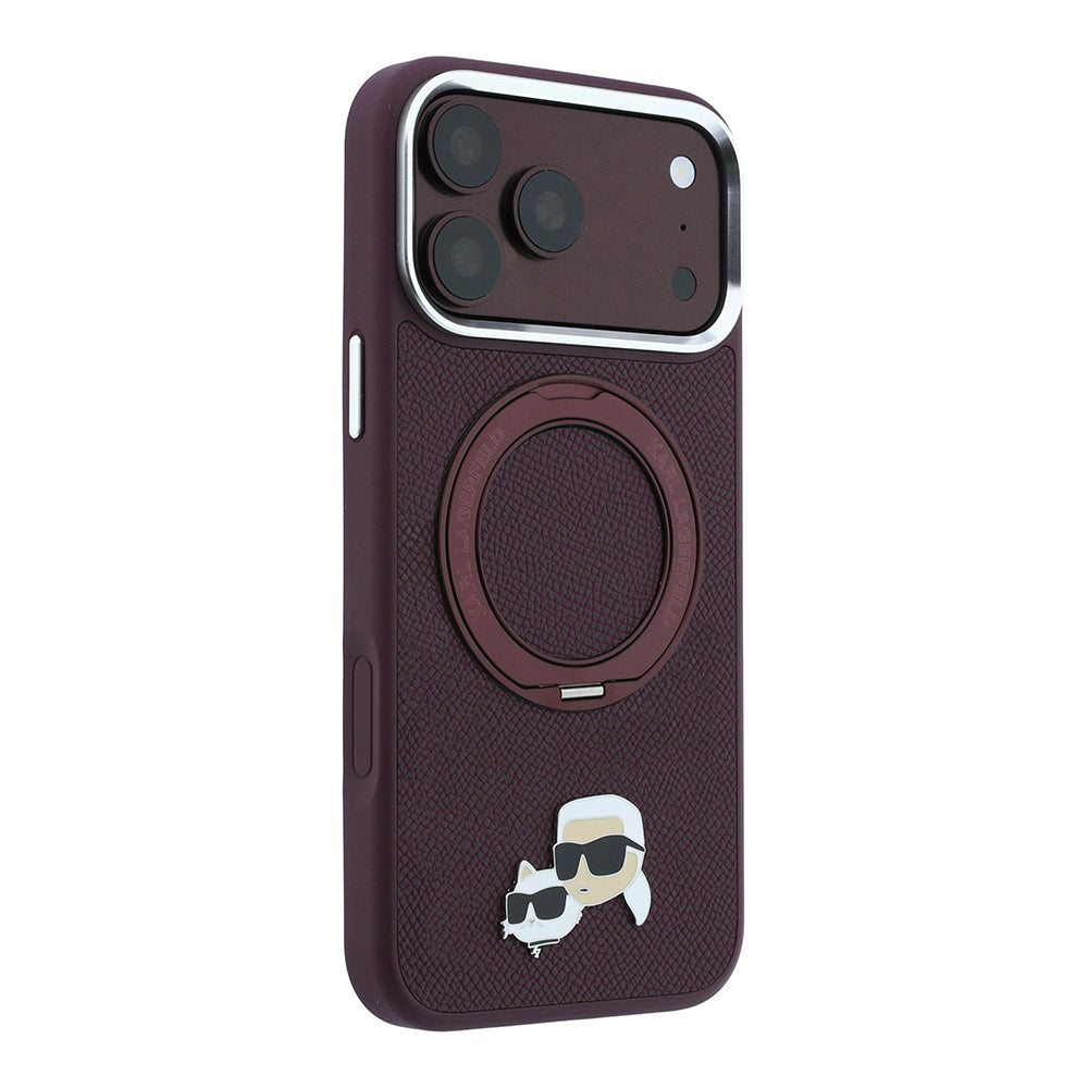 Karl Lagerfeld iPhone 18 Pro Max K&C Metal Logolu PU 360° Standlı MagSafe Uyumlu Kılıf