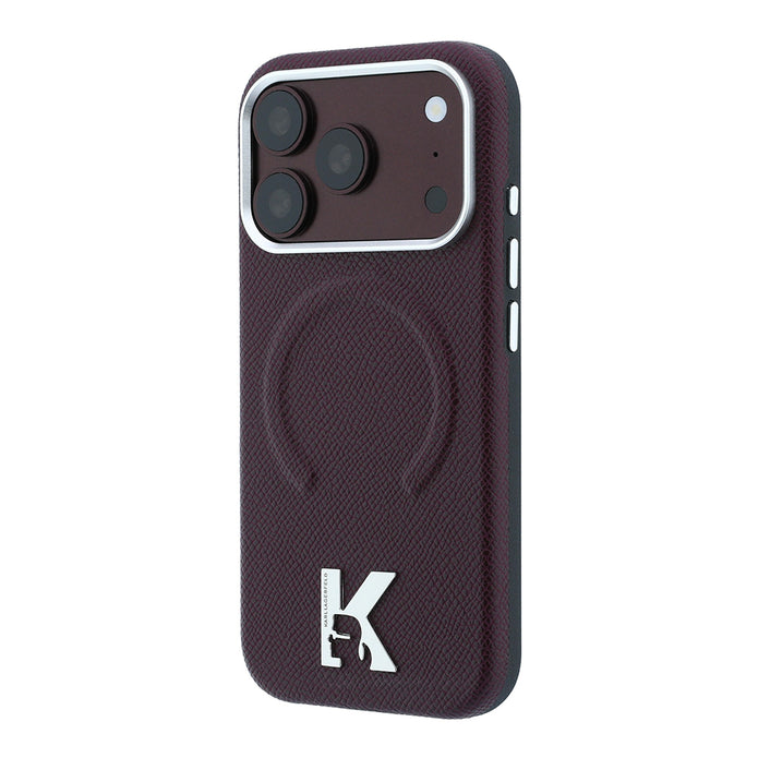 Karl Lagerfeld iPhone 18 Pro Max KHEAD Metal Logolu PU Grained Deri MagSafe Uyumlu Kılıf