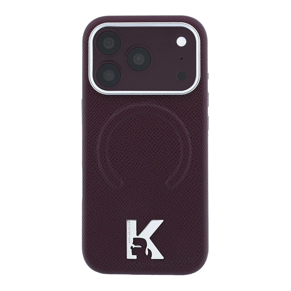 Karl Lagerfeld iPhone 18 Pro Max KHEAD Metal Logolu PU Grained Deri MagSafe Uyumlu Kılıf