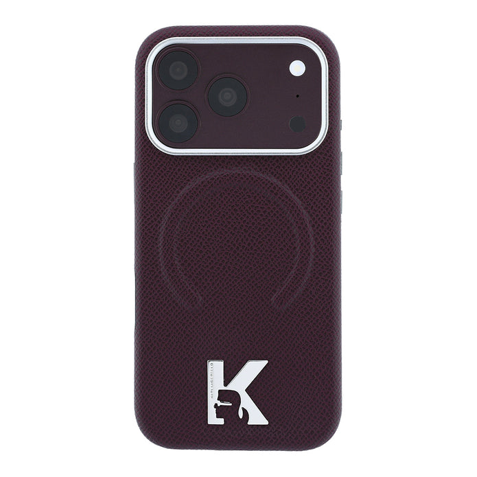 Karl Lagerfeld iPhone 18 Pro Max KHEAD Metal Logolu PU Grained Deri MagSafe Uyumlu Kılıf