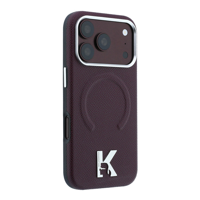 Karl Lagerfeld iPhone 18 Pro Max KHEAD Metal Logolu PU Grained Deri MagSafe Uyumlu Kılıf