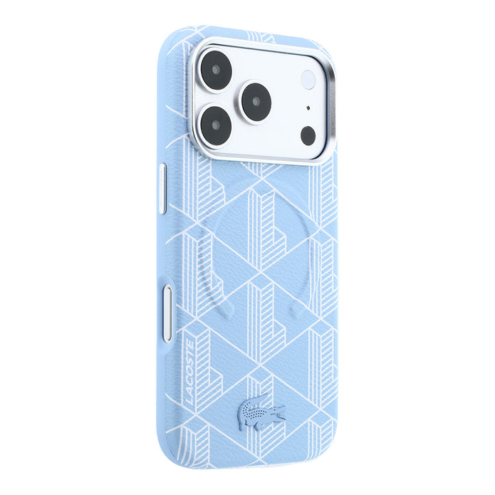 Lacoste iPhone 18 Pro Max Karışık Monogram Desenli Deri Metal Logolu MagSafe Uyumlu Kılıf
