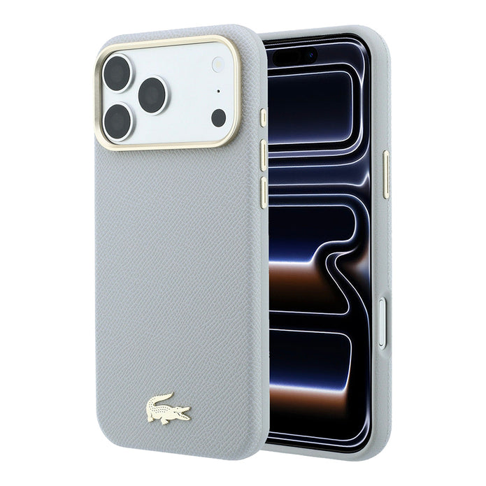 Lacoste iPhone 18 Pro Max Yarı Pike PVC Timsah Dokuma Logolu MagSafe Uyumlu Kılıf – Fotoğraf 7