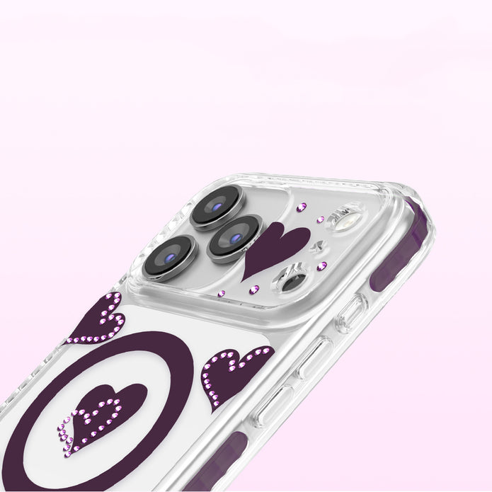 Zore Paris iPhone 18 Pro Max Elvo Kalp Motifli Taş Detaylı PC TPU MagSafe Uyumlu Kılıf – Fotoğraf 13