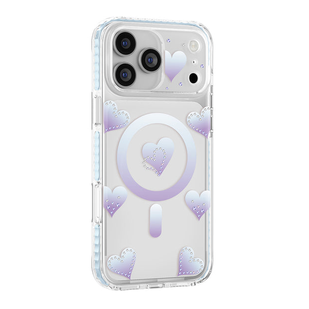 Zore Paris iPhone 18 Pro Max Elvo Kalp Motifli Taş Detaylı PC TPU MagSafe Uyumlu Kılıf – Fotoğraf 19
