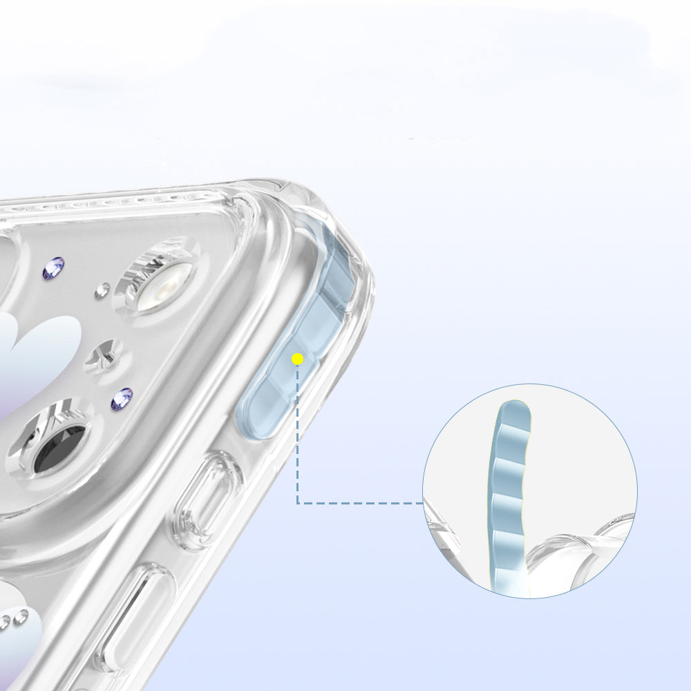 Zore Paris iPhone 18 Pro Max Elvo Kalp Motifli Taş Detaylı PC TPU MagSafe Uyumlu Kılıf