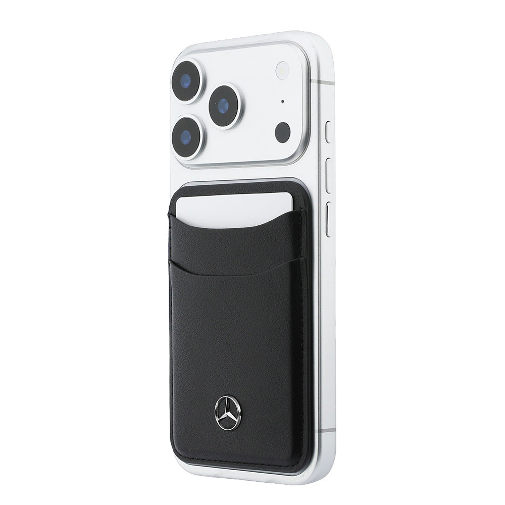 Mercedes Benz iPhone 18 Pro Max PU Deri 3D Metal Logolu Kartlıklı MagSafe Uyumlu Kılıf