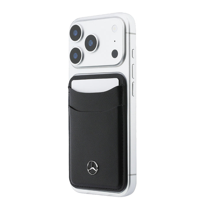 Mercedes Benz iPhone 18 Pro Max PU Deri 3D Metal Logolu Kartlıklı MagSafe Uyumlu Kılıf