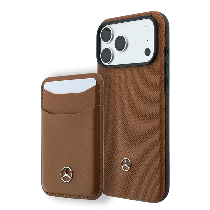Mercedes Benz iPhone 18 Pro Max PU Deri 3D Metal Logolu Kartlıklı MagSafe Uyumlu Kılıf