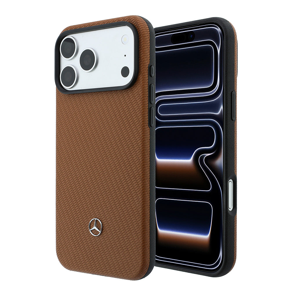Mercedes Benz iPhone 18 Pro Max PU Deri 3D Metal Logolu Kartlıklı MagSafe Uyumlu Kılıf