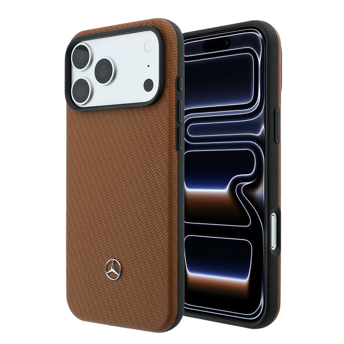 Mercedes Benz iPhone 18 Pro Max PU Deri 3D Metal Logolu Kartlıklı MagSafe Uyumlu Kılıf