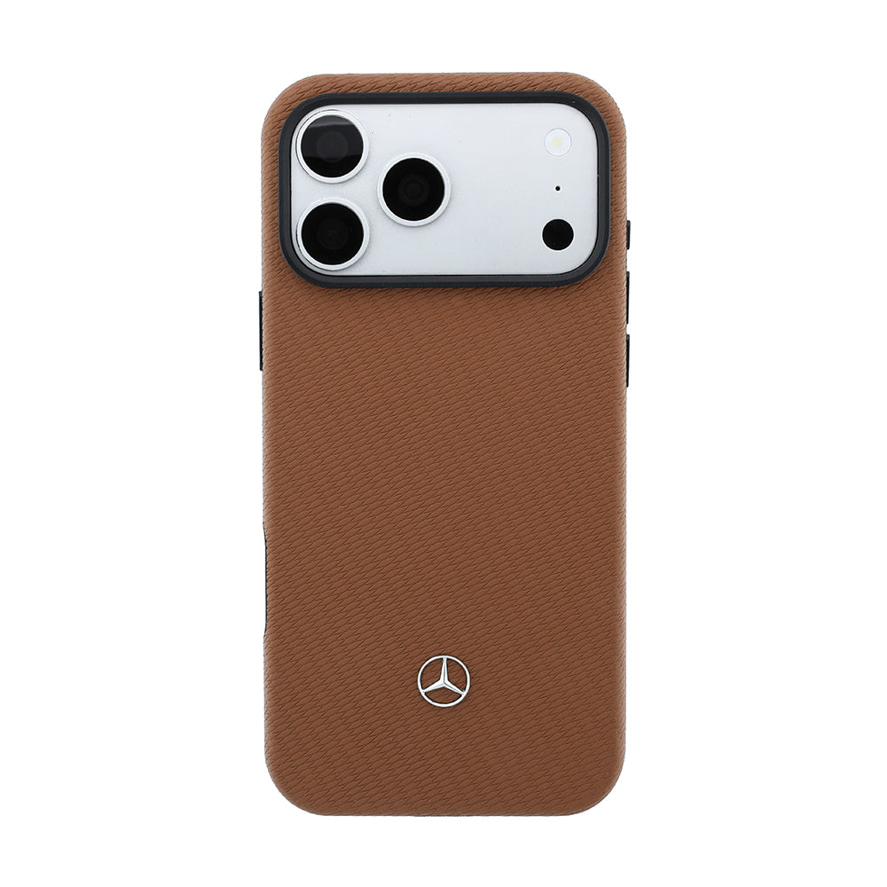 Mercedes Benz iPhone 18 Pro Max PU Deri 3D Metal Logolu Kartlıklı MagSafe Uyumlu Kılıf