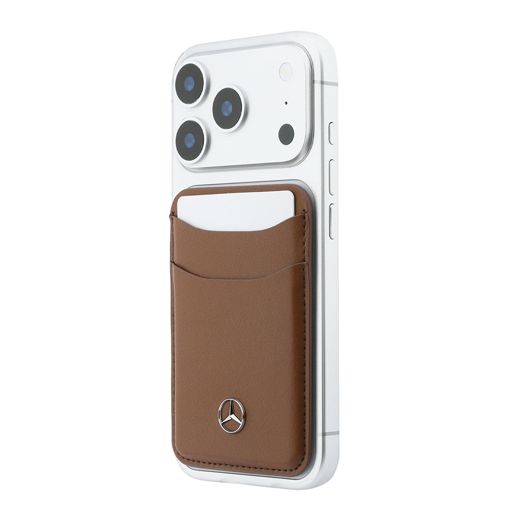 Mercedes Benz iPhone 18 Pro Max PU Deri 3D Metal Logolu Kartlıklı MagSafe Uyumlu Kılıf