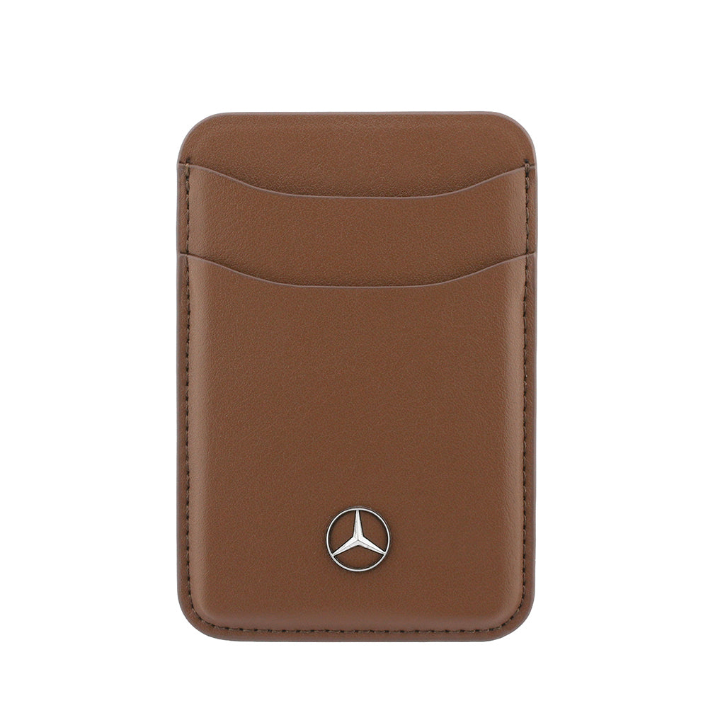 Mercedes Benz iPhone 18 Pro Max PU Deri 3D Metal Logolu Kartlıklı MagSafe Uyumlu Kılıf