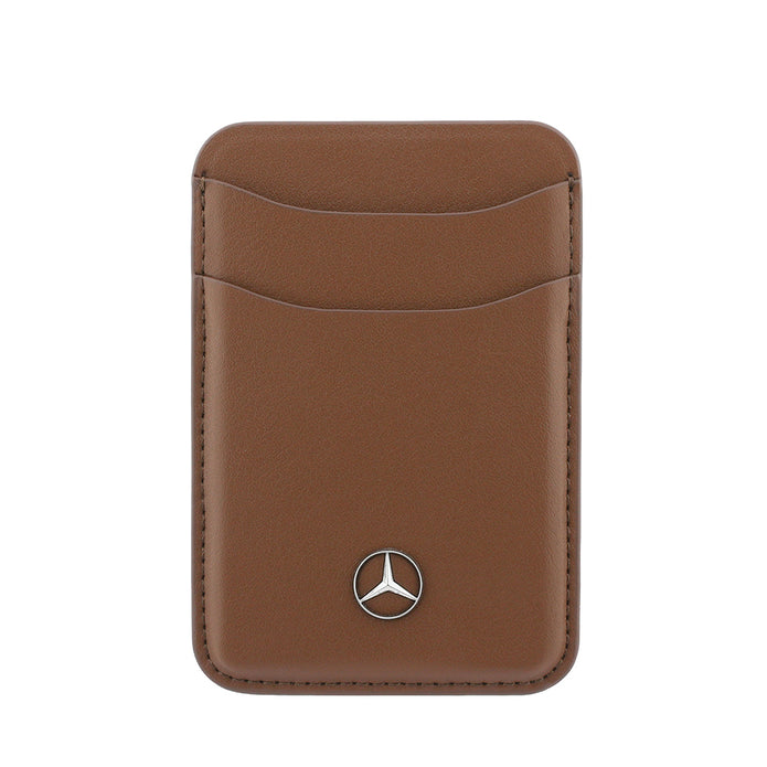 Mercedes Benz iPhone 18 Pro Max PU Deri 3D Metal Logolu Kartlıklı MagSafe Uyumlu Kılıf
