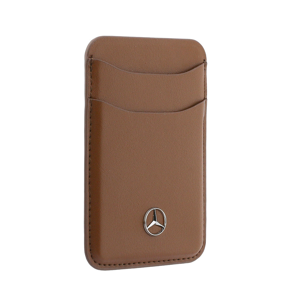 Mercedes Benz iPhone 18 Pro Max PU Deri 3D Metal Logolu Kartlıklı MagSafe Uyumlu Kılıf
