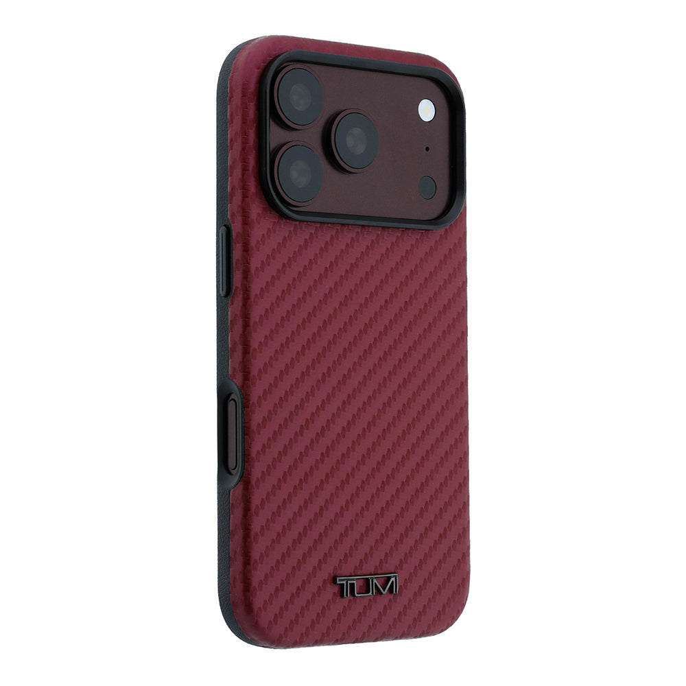 TUMI iPhone 18 Pro Max Karbon Tasarımlı PU Metal Logolu MagSafe Uyumlu Kılıf