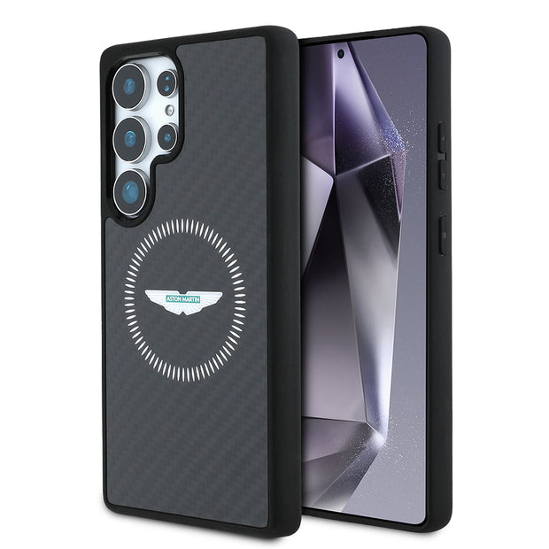 Aston Martin Galaxy S25 Ultra Radyal Halkalı Karbon Fiber Tasarımlı MagSafe Uyumlu Kılıf – Fotoğraf 1