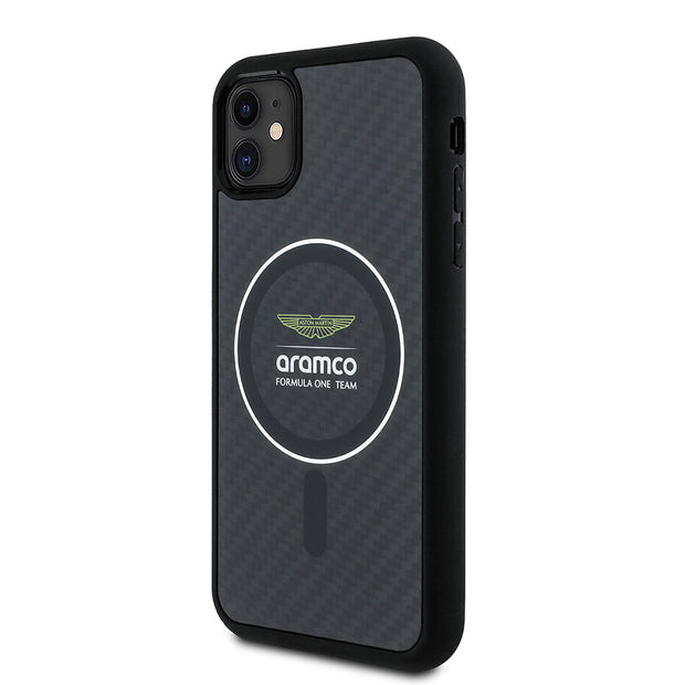 Aston Martin iPhone 11 Renkli Halkalı Karbon Fiber Tasarımlı MagSafe Uyumlu Kılıf – Fotoğraf 2