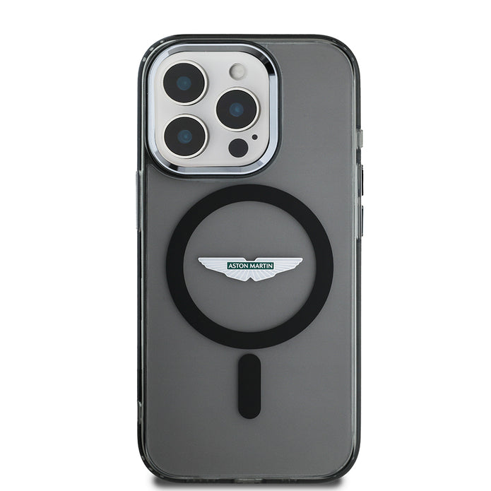 Apple iPhone 15 Pro Max Kılıf Aston Martin Orjinal Lisanslı M-safe Şarj Özellikli IML Baskı Logolu Metal Düğmeli Kapak – Fotoğraf 3