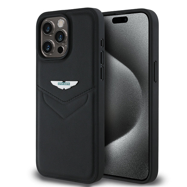 Apple iPhone 15 Pro Max Kılıf Aston Martin Orjinal Lisanslı Victory Dizayn PU Deri Metal Logolu Kapak – Fotoğraf 1