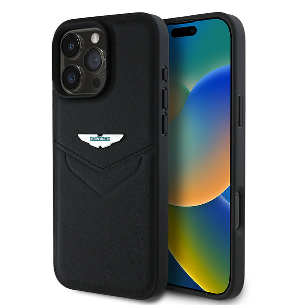 Apple iPhone 16 Pro Kılıf Aston Martin Orjinal Lisanslı Victory Dizayn PU Deri Metal Logolu Kapak – Fotoğraf 1