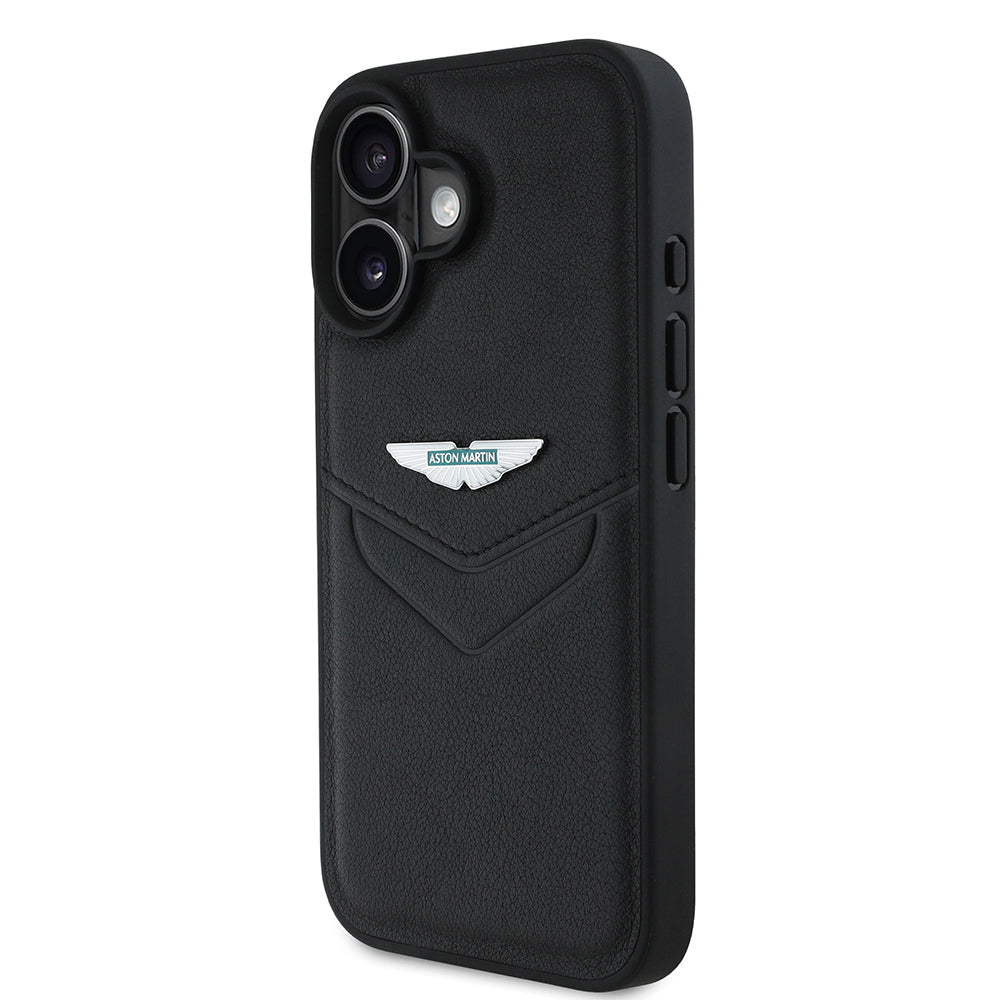 Aston Martin iPhone 16 Victory PU Deri Metal Logolu Kılıf – Fotoğraf 2