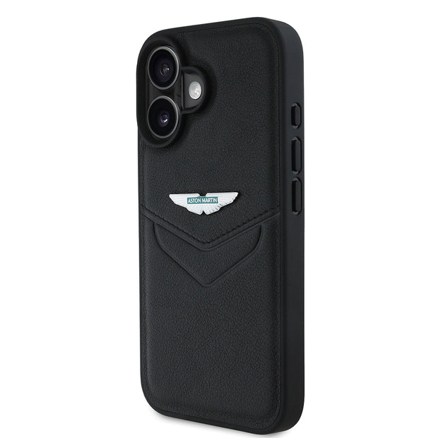Aston Martin iPhone 16 Victory PU Deri Metal Logolu Kılıf – Fotoğraf 2