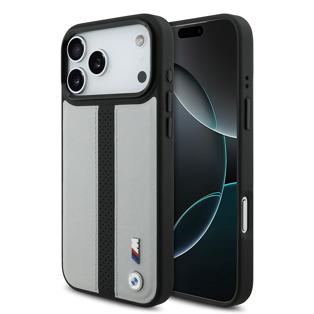 BMW iPhone 17 Pro Max Delikli Şeritli Deri MagSafe Uyumlu Kılıf – Fotoğraf 1