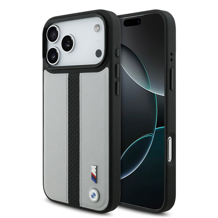 BMW iPhone 17 Pro Max Delikli Şeritli Deri MagSafe Uyumlu Kılıf – Fotoğraf 1