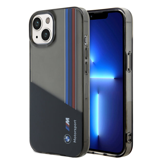 BMW iPhone 14 Yarı Şeffaf M Tasarımlı Çizgili Kılıf – Fotoğraf 1
