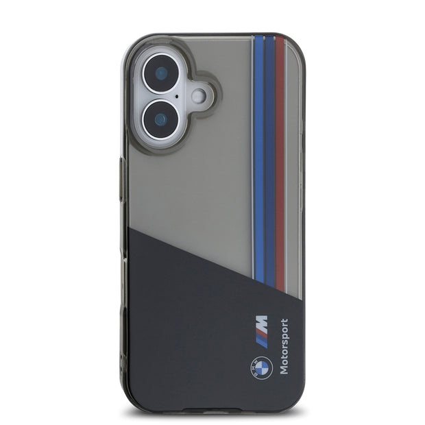 BMW iPhone 16 Yarı Şeffaf M Tasarımlı Çizgili Kılıf – Fotoğraf 2