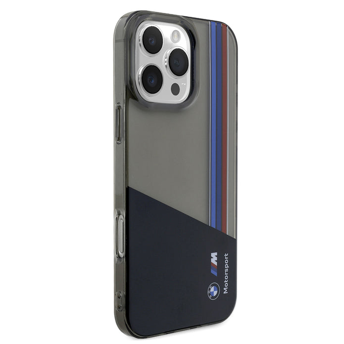 BMW iPhone 16 Pro Max Yarı Şeffaf M Tasarımlı Çizgili Kılıf – Fotoğraf 4