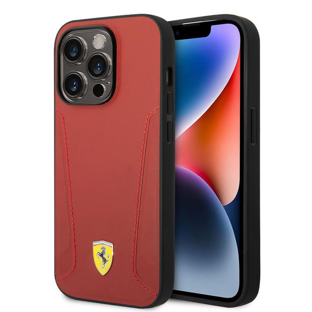Ferrari iPhone 14 Pro Damgalı Kenarlı Deri MagSafe Uyumlu Kılıf – Fotoğraf 7