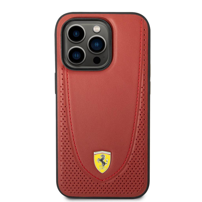 Ferrari iPhone 14 Pro Max Delikli Deri Kılıf – Fotoğraf 5
