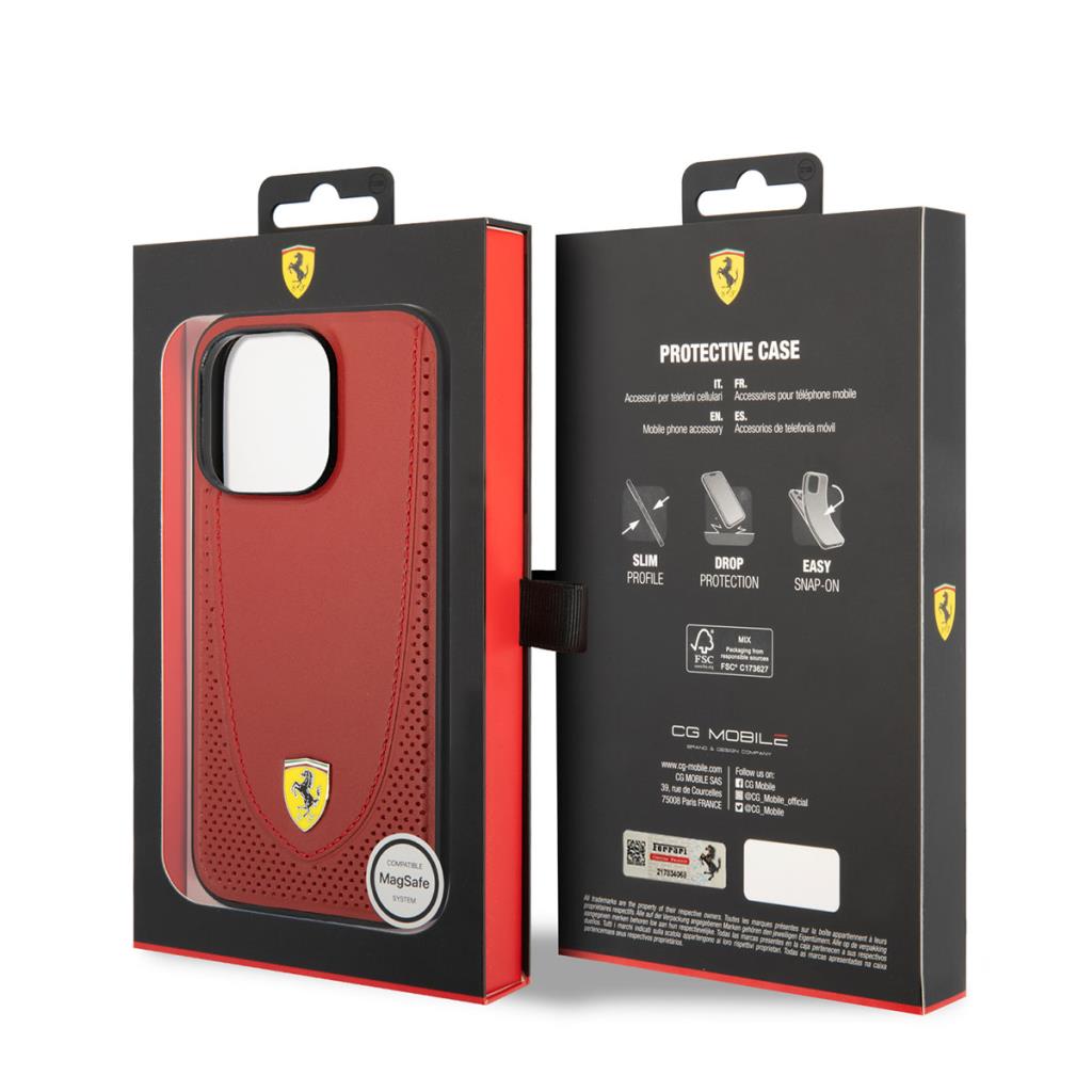 Ferrari iPhone 14 Pro Max Delikli Deri Kılıf – Fotoğraf 6