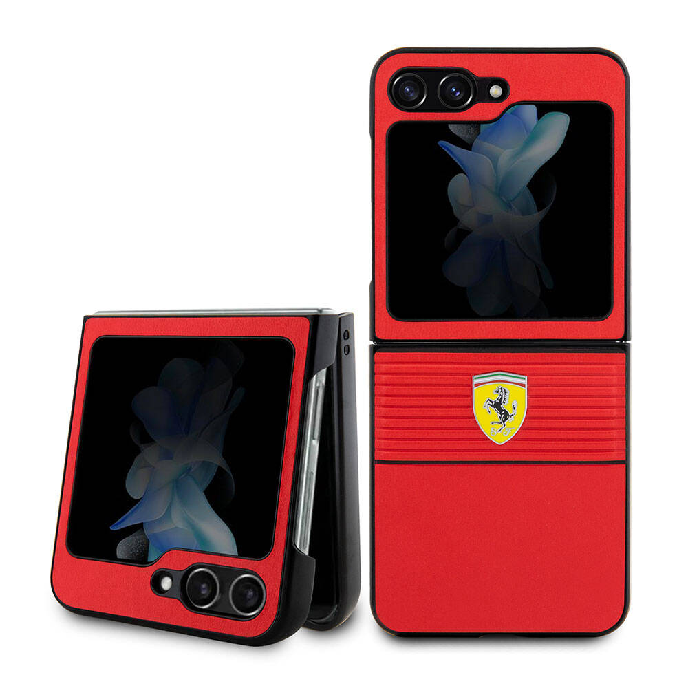 Ferrari Galaxy Z Flip 5 Multi Çizgili PU Deri Kılıf – Fotoğraf 1