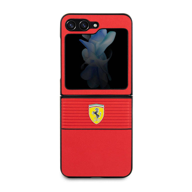 Ferrari Galaxy Z Flip 5 Multi Çizgili PU Deri Kılıf