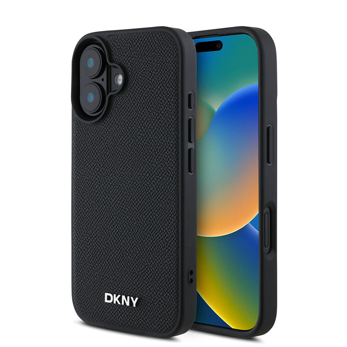 DKNY iPhone 16 Plus Grained PU Deri Metal Logolu MagSafe Uyumlu Kılıf – Fotoğraf 1