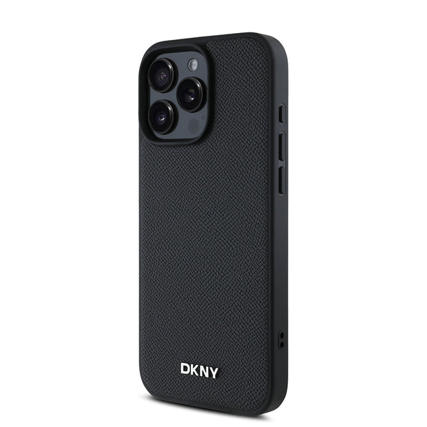 DKNY iPhone 16 Pro Grained PU Deri Metal Logolu MagSafe Uyumlu Kılıf – Fotoğraf 2