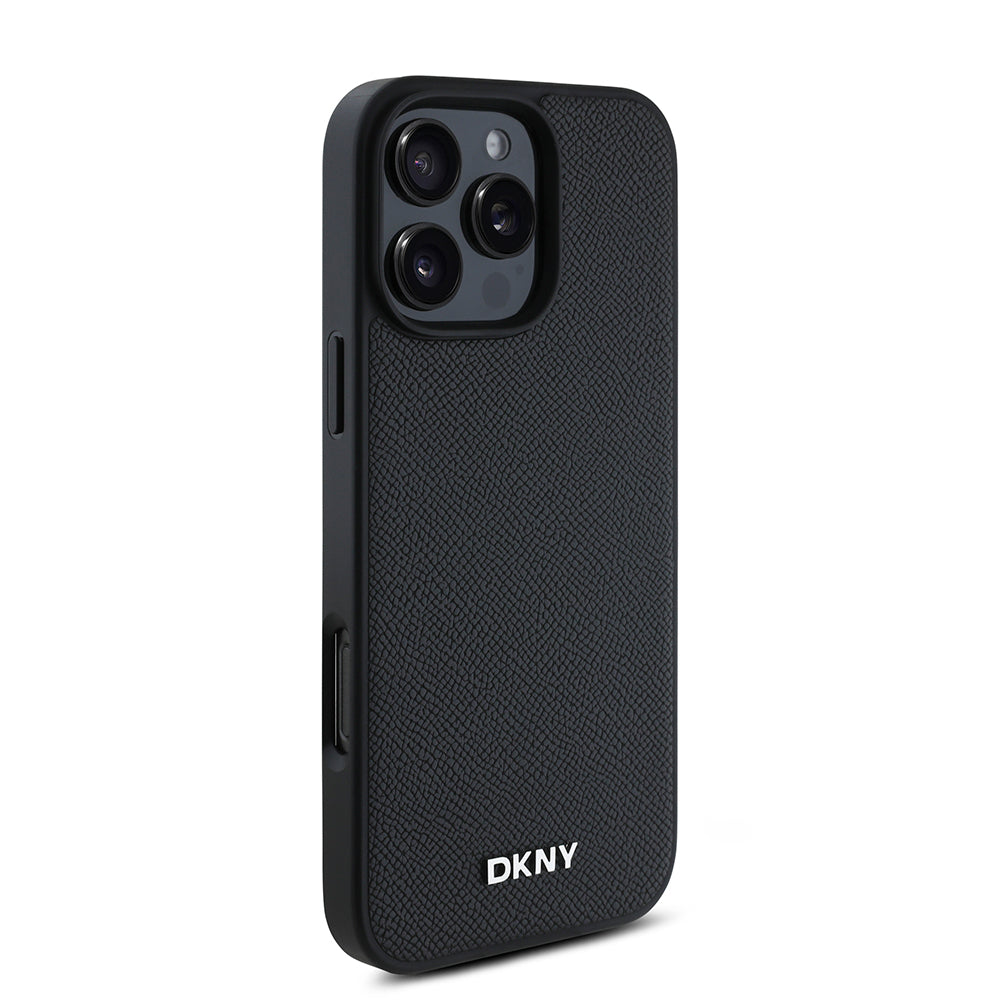 DKNY iPhone 16 Pro Max Grained PU Deri Metal Logolu MagSafe Uyumlu Kılıf – Fotoğraf 4