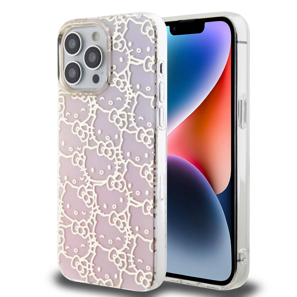Hello Kitty iPhone 15 Pro Max Renk Geçişli Elektroplating Kitty Head Kılıf – Fotoğraf 6